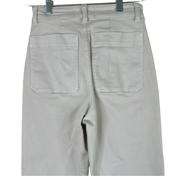 Everlane Straight Leg Crop Pants Bone Off-White Size 00 High Rise Cotton Twill - Picture 9 of 11